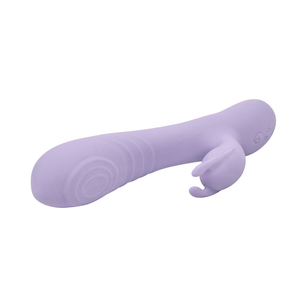 Adam and Eve Tickle Me Softly Soft Flexible Rabbit Vibe in soft purple silicone for dual-stimulation pleasure.