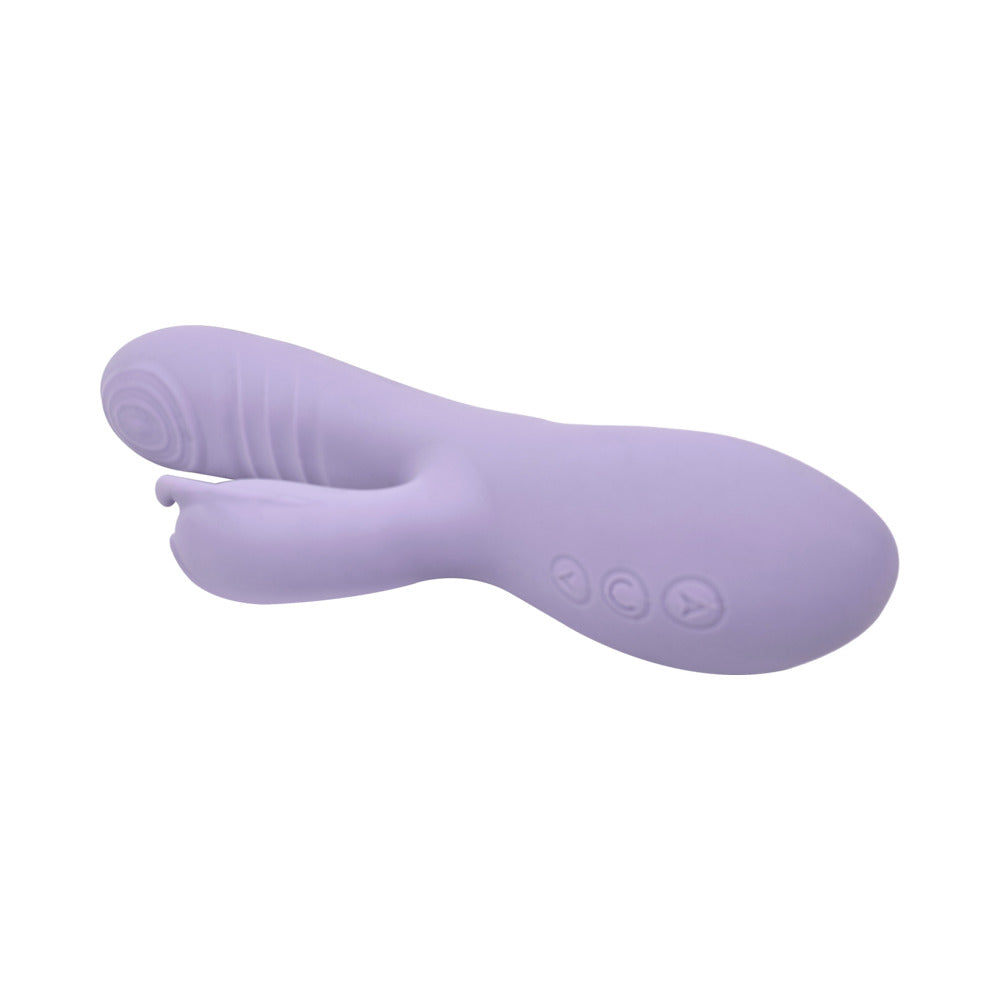 Adam and Eve Tickle Me Softly Soft Flexible Rabbit Vibe in soft purple silicone with easy-to-use controls.