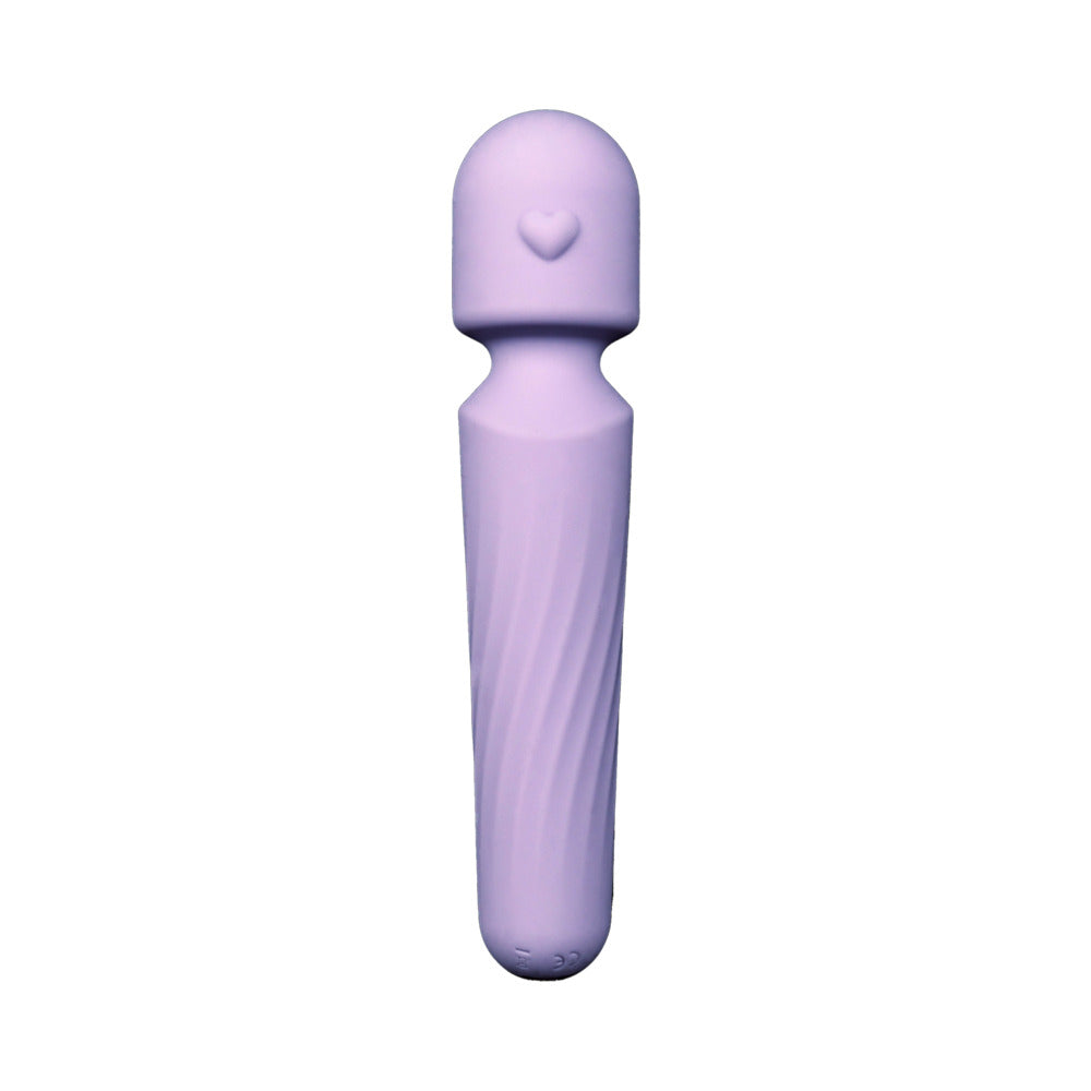 Adam and Eve Lilac Love Wand Massager in soft lilac silicone with heart design and textured grip.