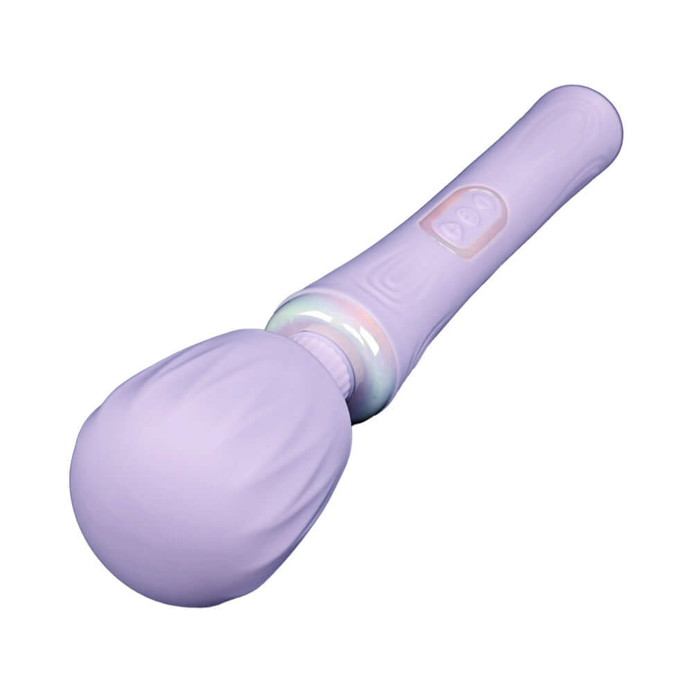 Adam & Eve Wanda Lust Powerful Wand Massager in soft purple color with ridged silicone head.