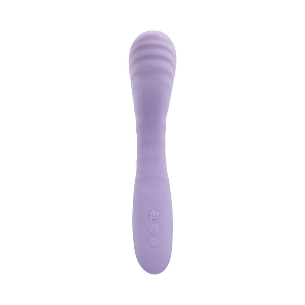 Adam and Eve Gee Oh My Soft Flexible G-spot Vibe in soft purple silicone with ribbed design.