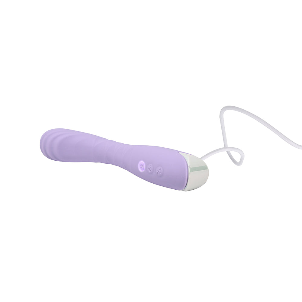 Adam and Eve Gee Oh My Soft Flexible G-spot Vibe in lavender with multiple settings for deep pleasure.