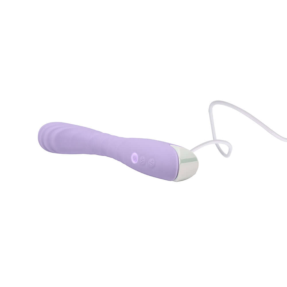 Adam and Eve Gee Oh My Soft Flexible G-spot Vibe in lavender with multiple settings for deep pleasure.
