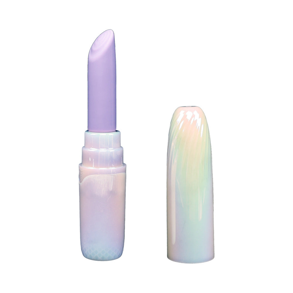 Adam and Eve Pouty Pucker Lipstick Vibe in iridescent casing with removable cap and lavender lipstick.