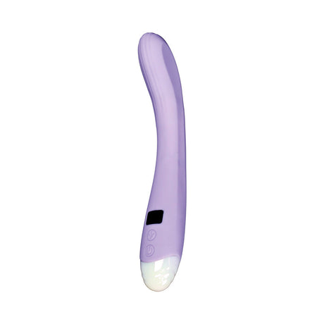 Adam and Eve Finger Wag LED Oscillating G-spot Vibrator in sleek purple design, showcasing its ergonomic shape and controls.