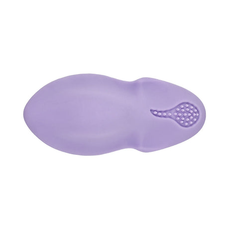 Adam and Eve Pleasure Panties Panty Vibe with Remote in purple silicone, designed for hands-free pleasure.