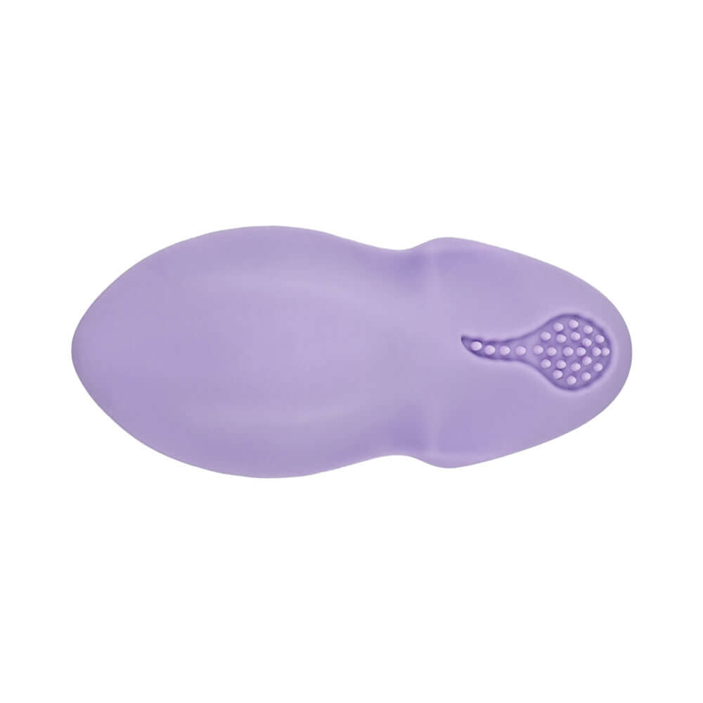 Adam and Eve Pleasure Panties Panty Vibe with Remote in purple silicone, designed for hands-free pleasure.