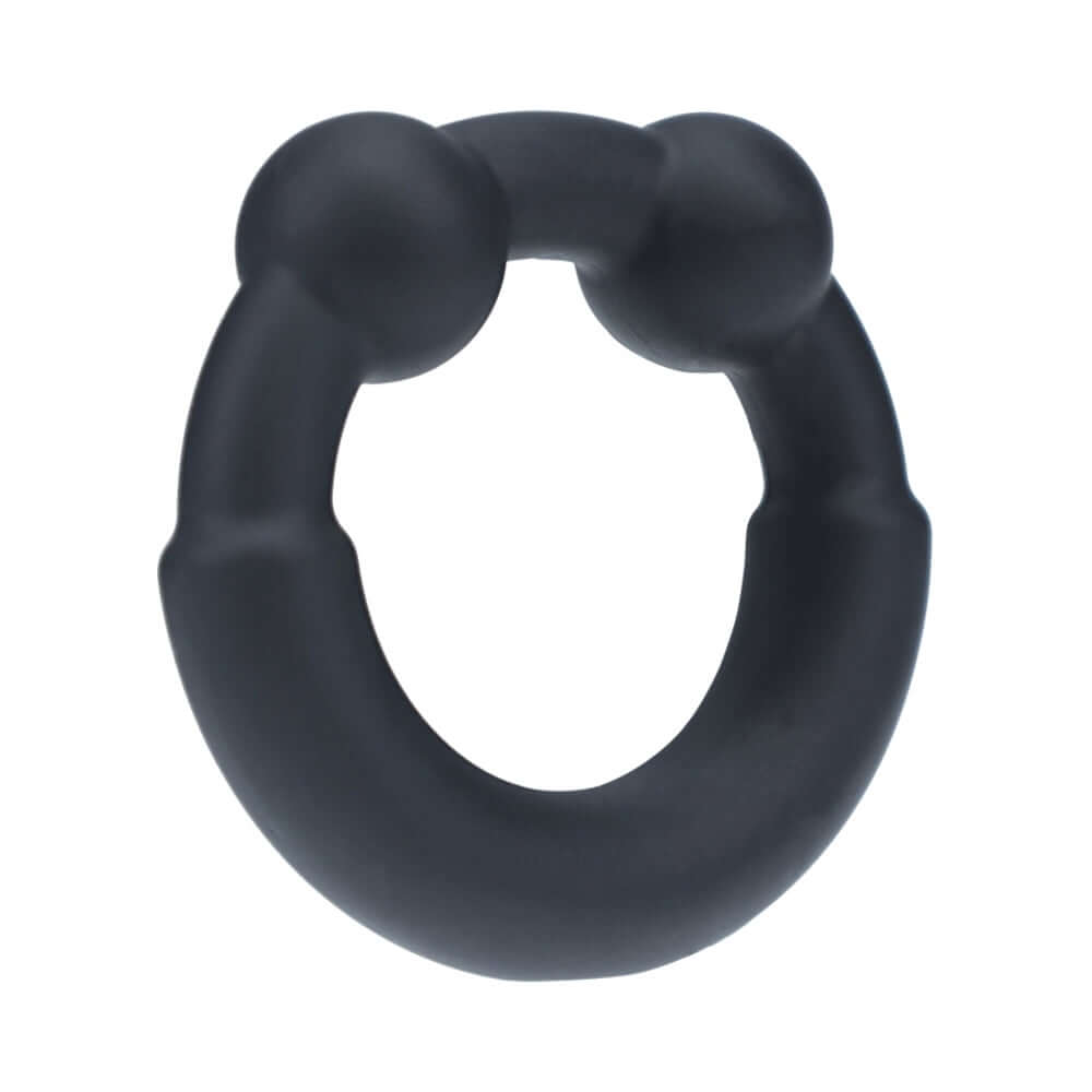 Levelz Metal & Silicone Cock Ring Black with soft silicone and weighted metal balls for enhanced sensation.