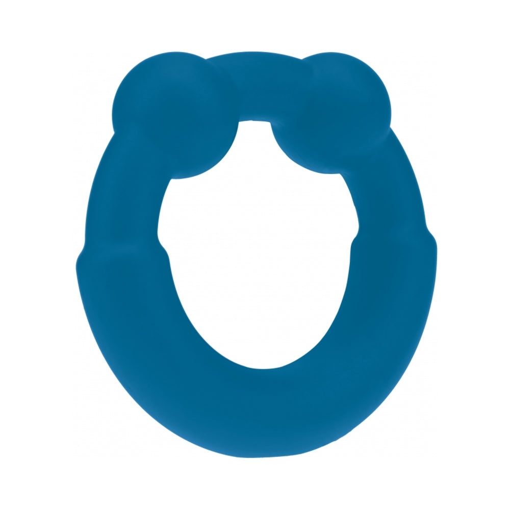 Levelz Metal & Silicone Cock Ring Teal with soft silicone and metal balls for enhanced pleasure.