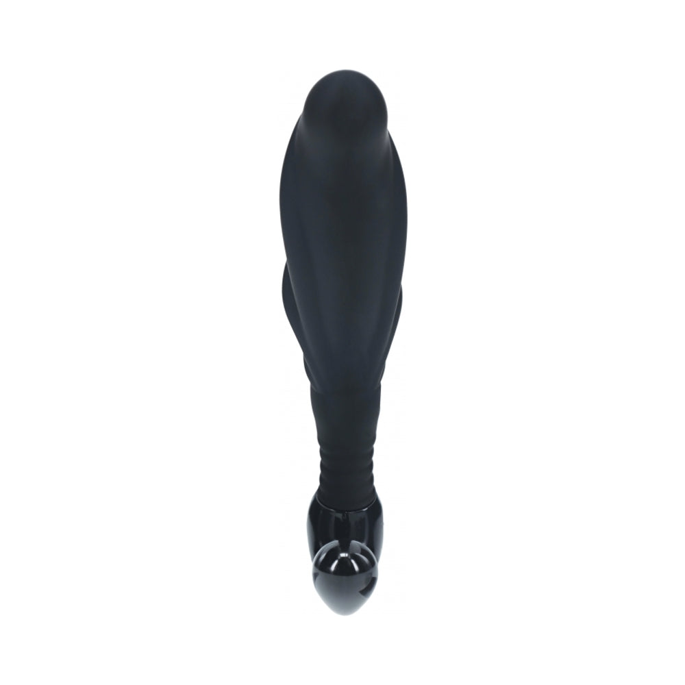LEVELZ Rippled with Hard Loop Silicone Prostate Massager Large Black viewed from above.