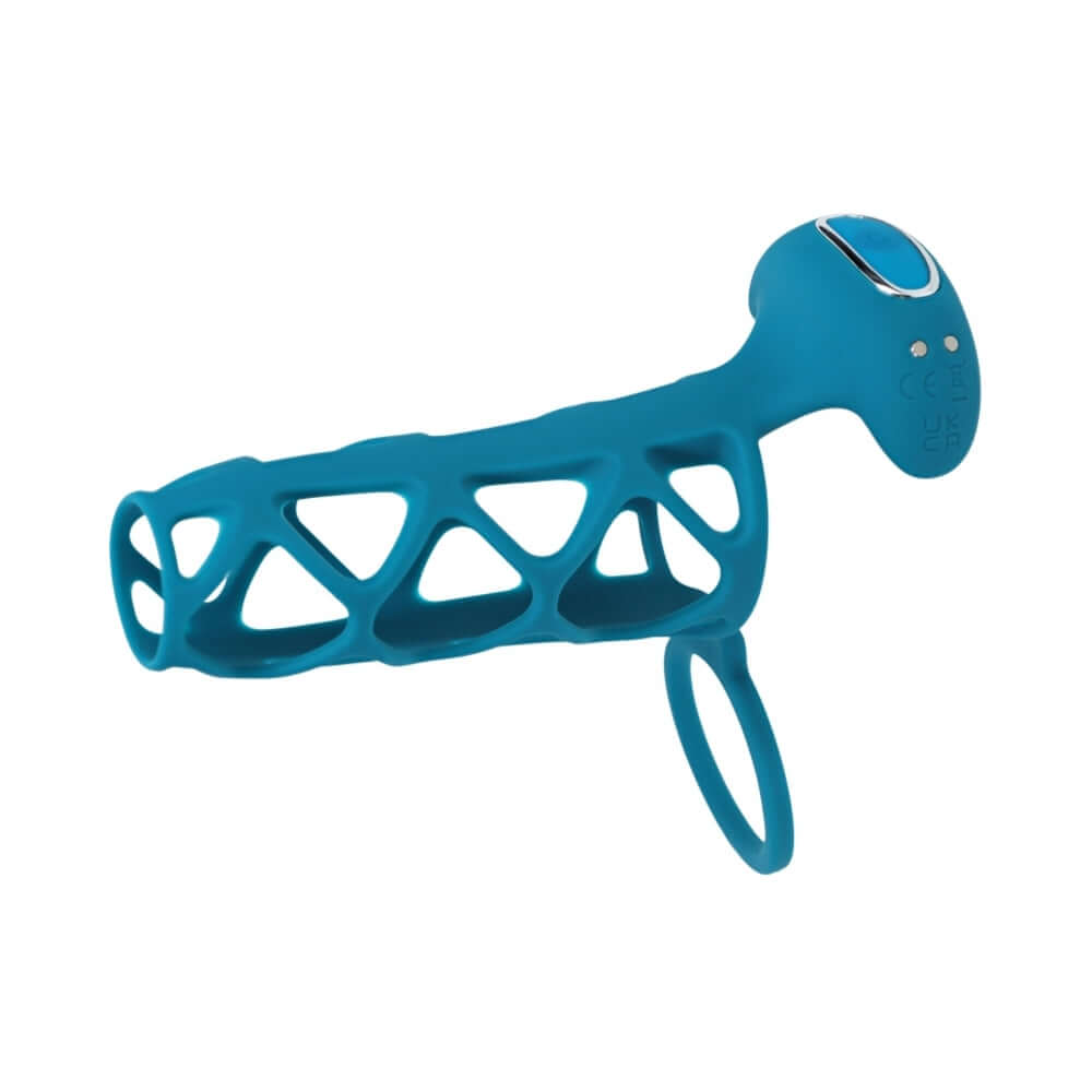LEVELZ Vibrating Cage Silicone Cock Sleeve & Ball Ring Teal designed for enhanced stimulation and comfort.