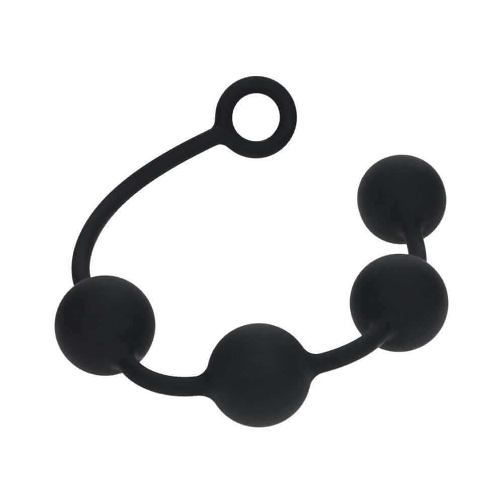 LEVELZ Round Silicone Anal Balls XLarge 50 mm Black with smooth rounded beads for progressive stimulation.