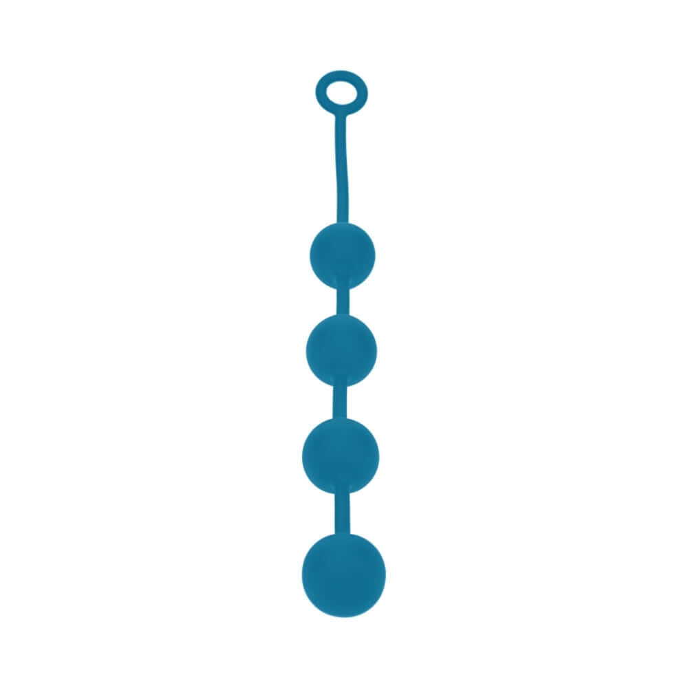 LEVELZ Round Silicone Anal Balls XLarge 50 mm Teal, a set of smooth, graduated silicone anal beads in teal color.