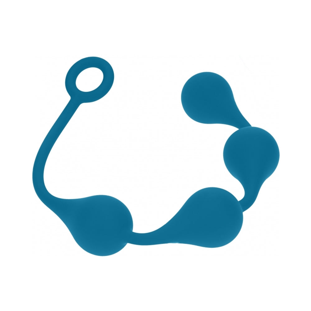 Levelz Waterdrop Silicone Anal Balls Large 40mm Teal in smooth teal silicone for comfortable anal stretching.