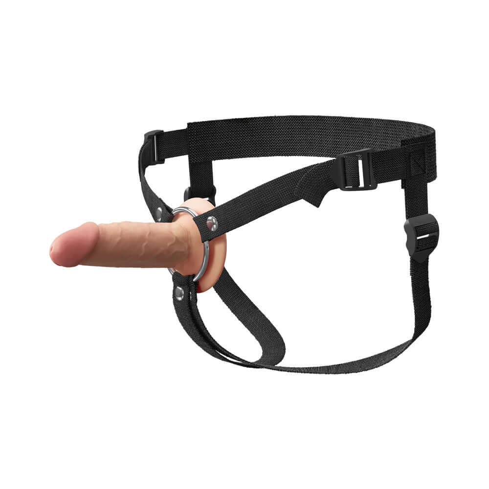 Fantasy X-Tensions Elite Hollow Strap-On Dual Density 5 inch Light with adjustable harness for comfort and realism.