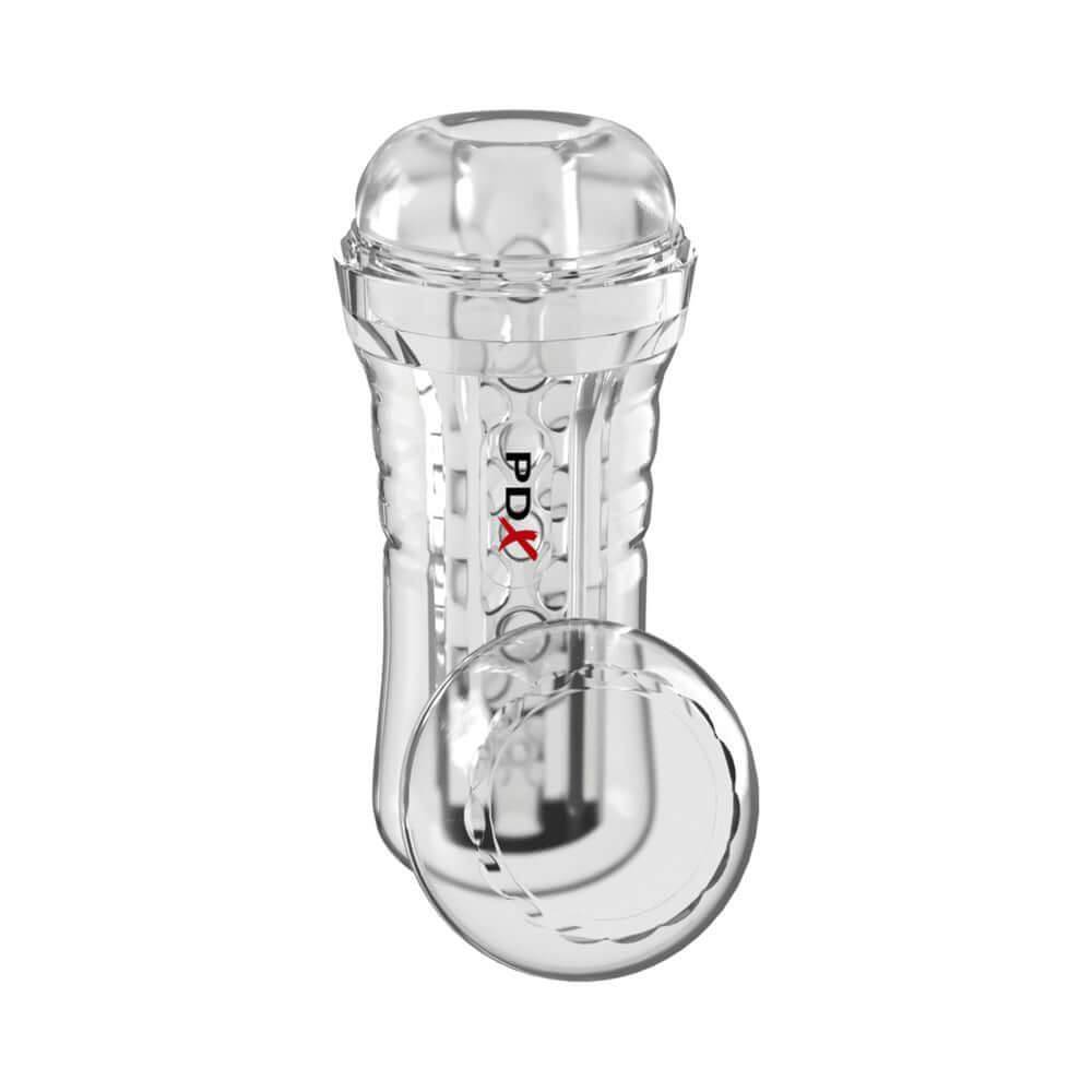 PDX Elite ViewTube See-Thru EZ-Grip Clear stroker with transparent design and textured canal for enhanced pleasure.