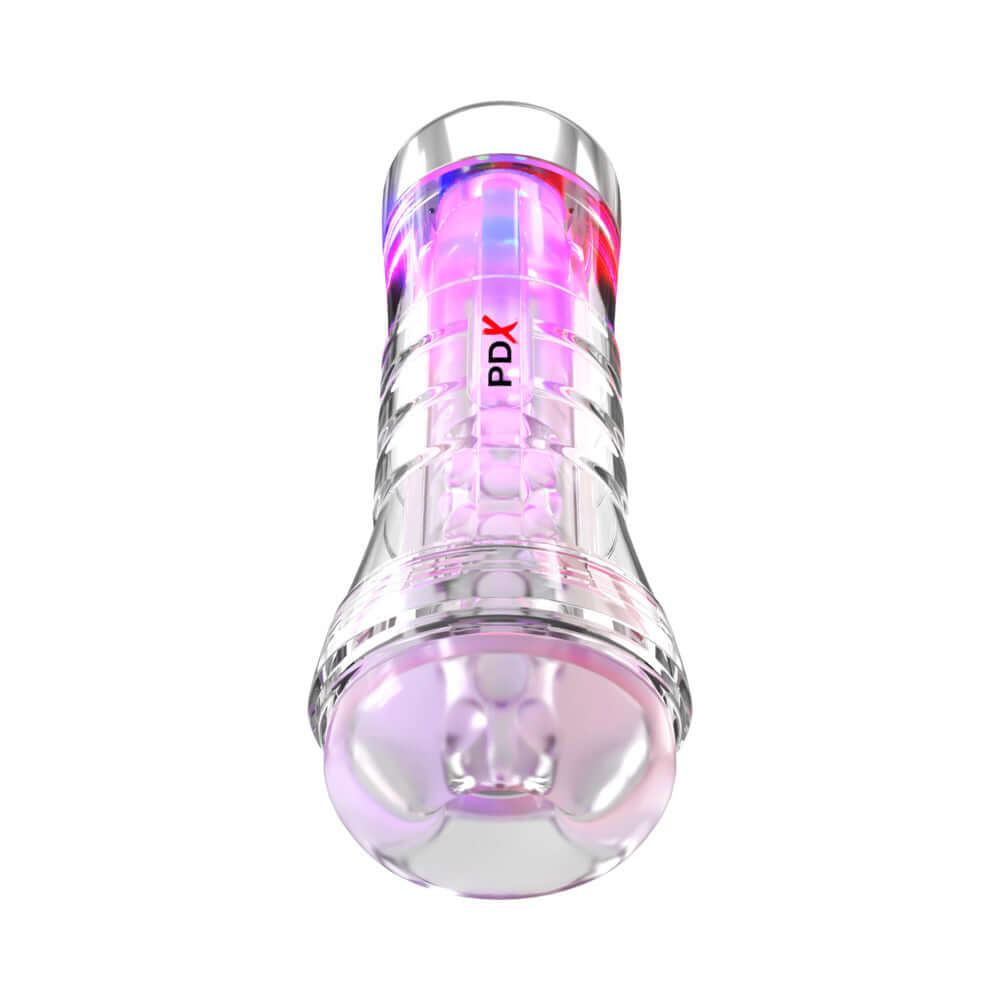 PDX Elite ViewTube XXL See Thru EZ-Grip LED Stroker Clear with colorful LED lights
