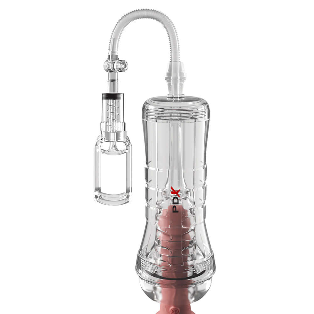 PDX Elite ViewTube Vac XXL Pump See Thru EZ-Grip Pump Stroker Clear with suction feature.