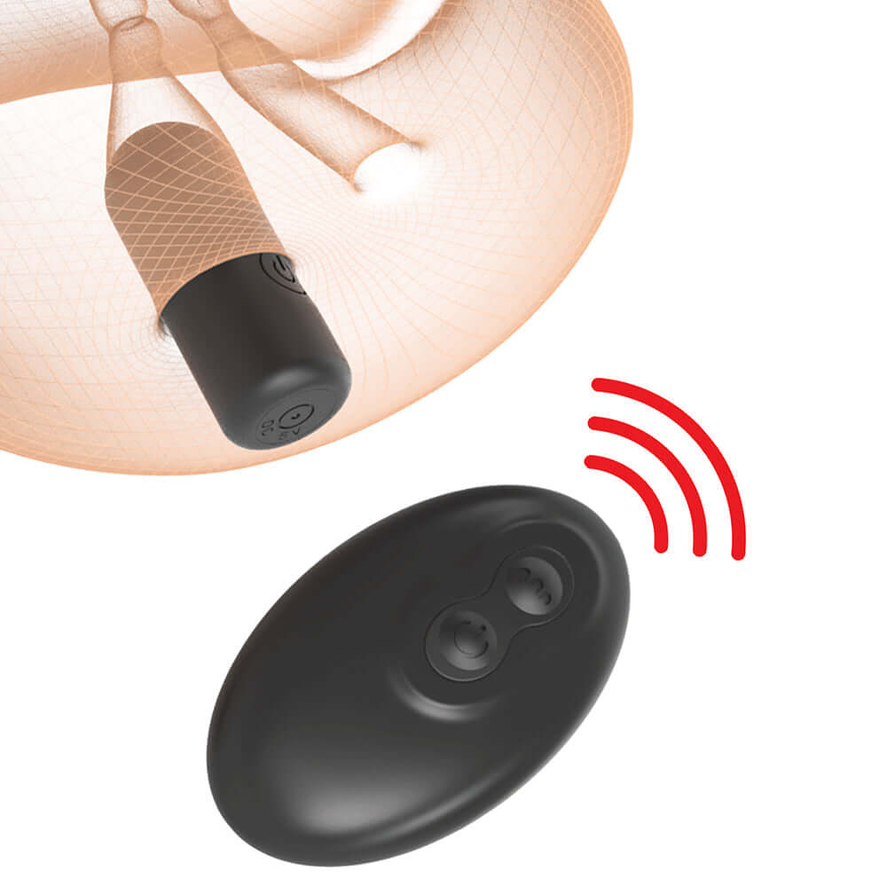 PDX Plus Double Pounder Vibrating Squeeze Stroker Brown with remote control and vibrating feature