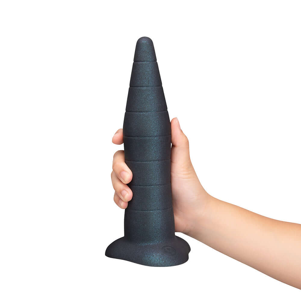 b-Vibe Fisting Anal Trainer featuring a tapered, cone-shaped design for advanced anal training and gradual stretching.