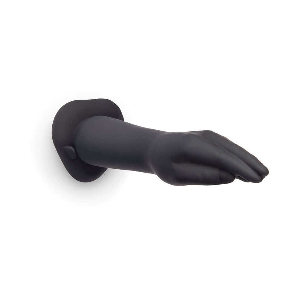 b-Vibe Vibrating Silicone Fisting Dildo shown in black silicone, designed for intense depth play and full-body sensations.