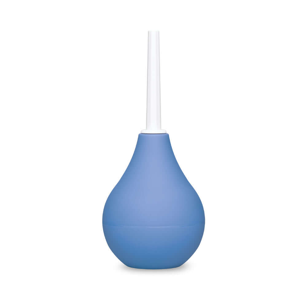 b-Vibe Compact Enema Douche Blue designed for convenient and discreet hygiene, perfect for travel
