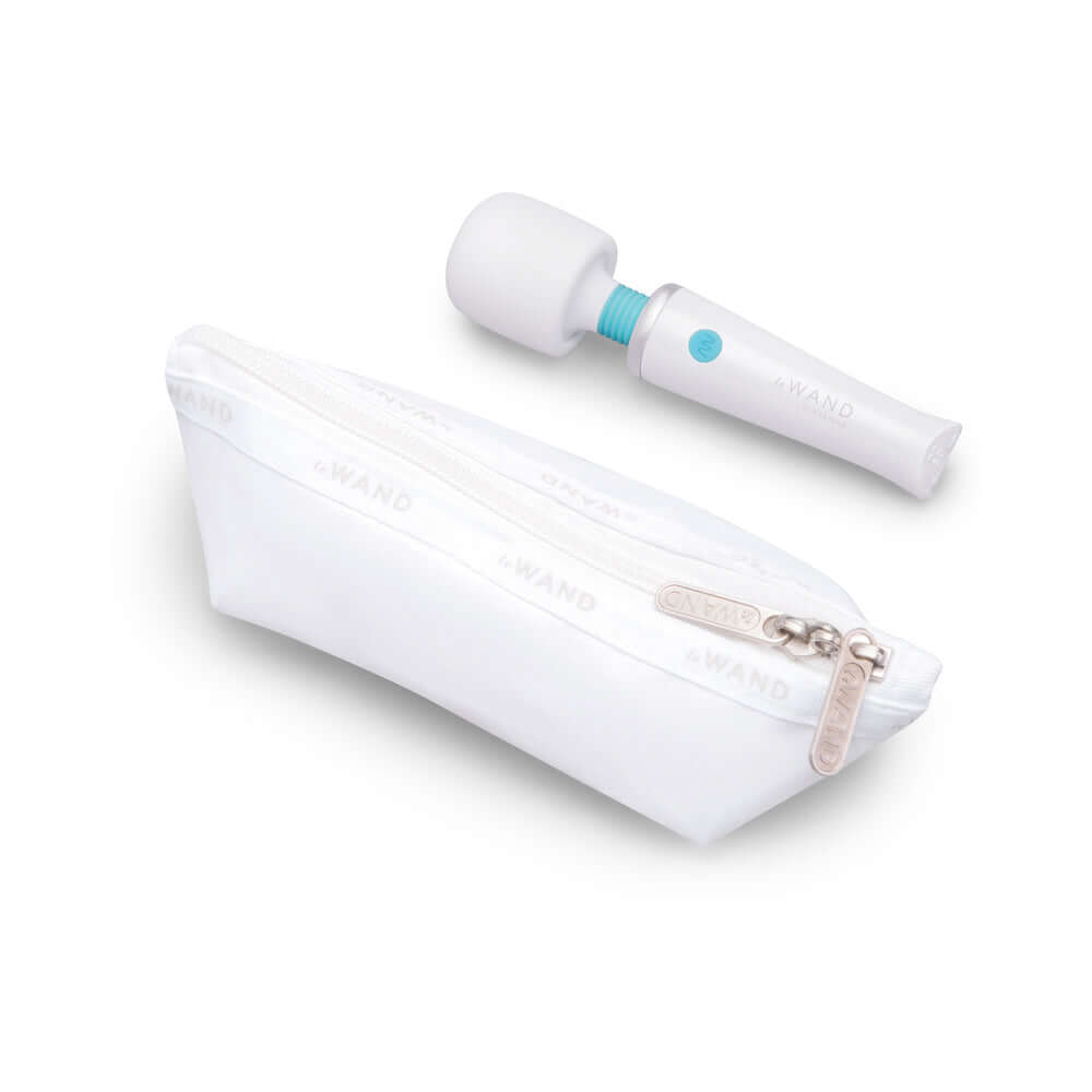 Le Wand Classique Mini Wand Massager with travel pouch for convenience and portability.