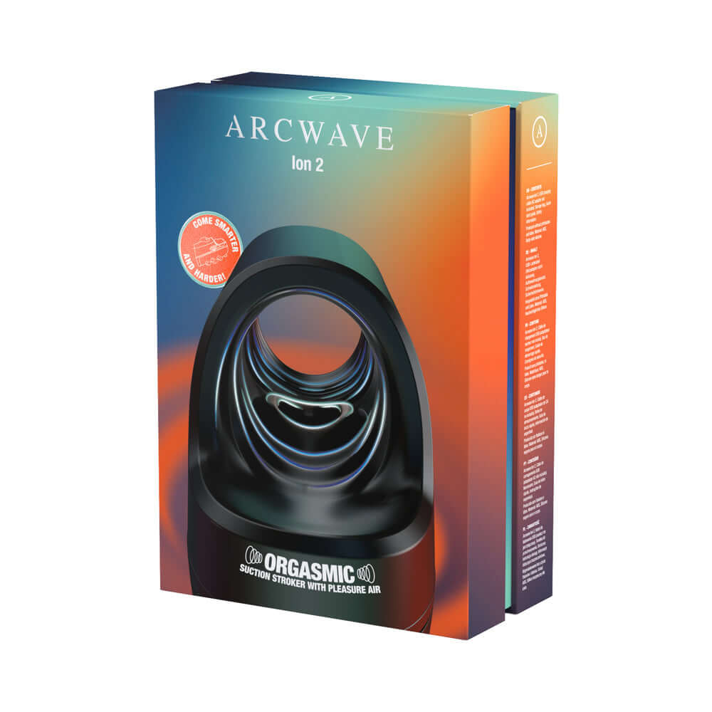 Arcwave Ion 2 Pleasure Air Stroker Black packaging design showcasing innovative suction technology.