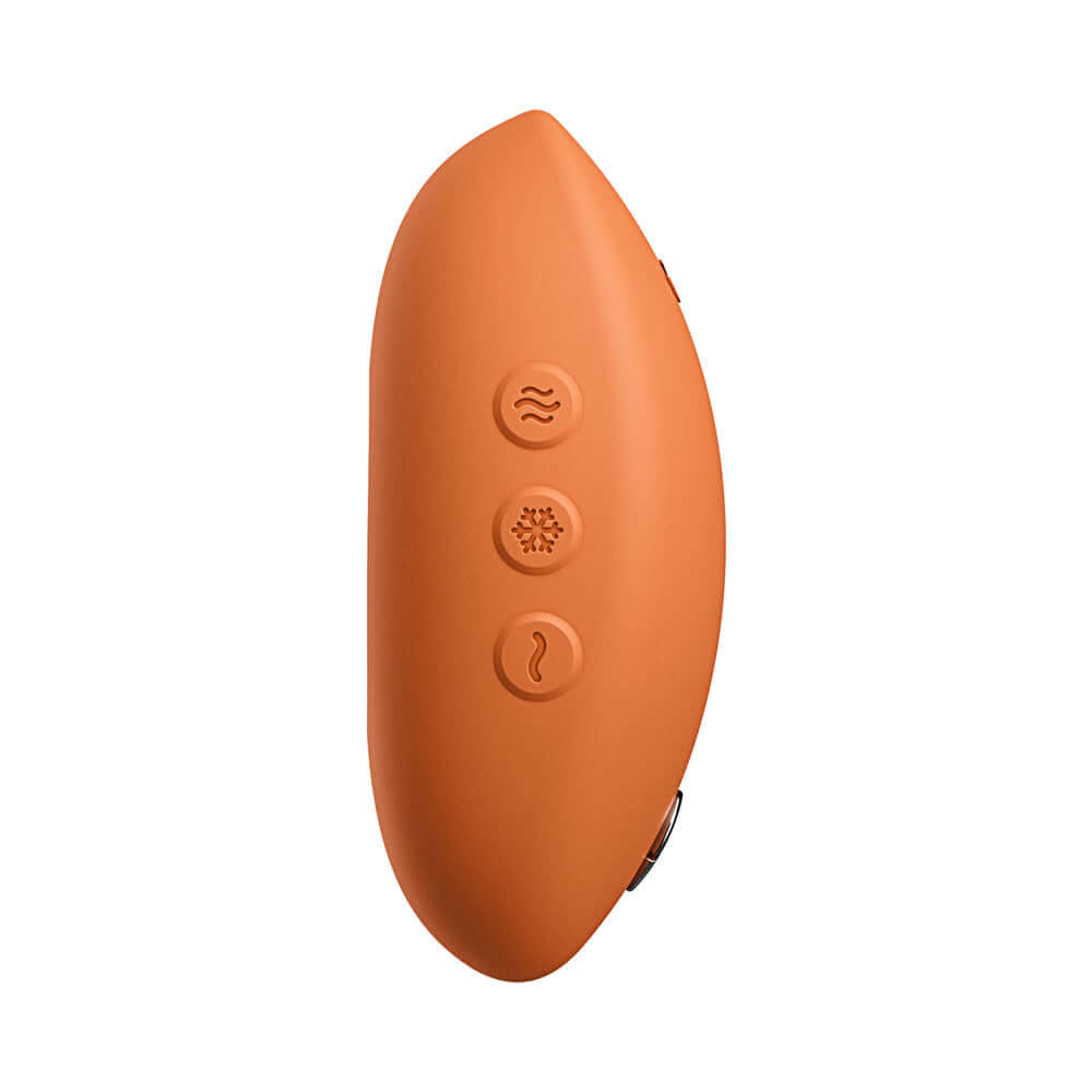 We-Vibe Temp Clitoral Massager Tangerine with heating and cooling features, ergonomically designed for comfort.