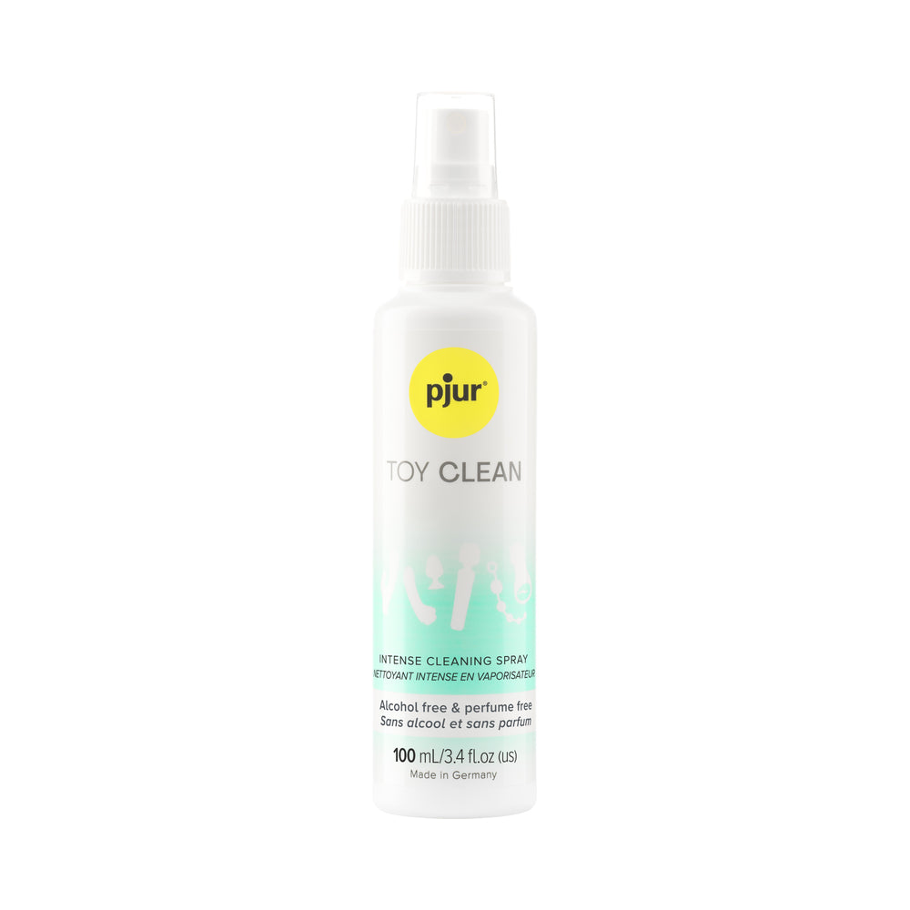 pjur TOY CLEAN Intense Cleaning Spray 3.4 Oz bottle for maintaining toy hygiene and freshness.