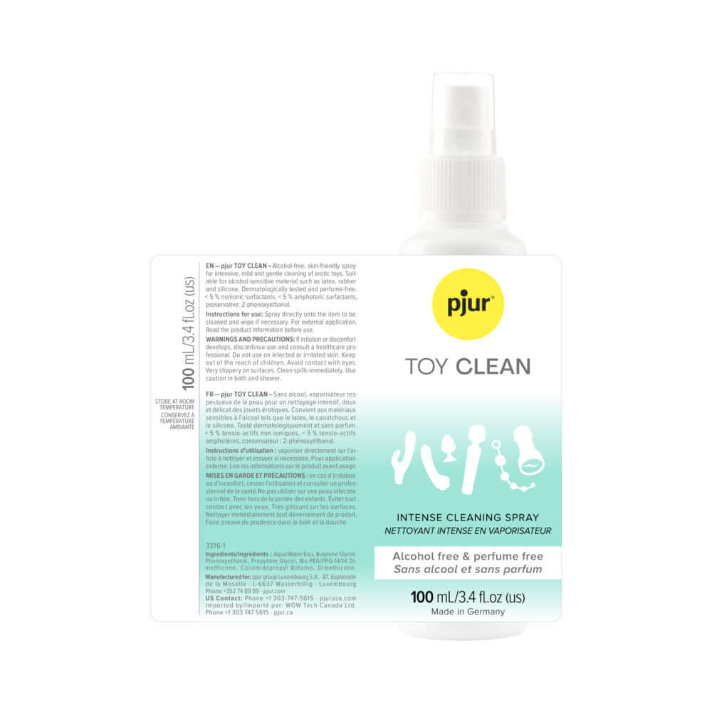 pjur TOY CLEAN Intense Cleaning Spray 3.4 Oz for cleaning erotic toys, alcohol-free and safe solution.
