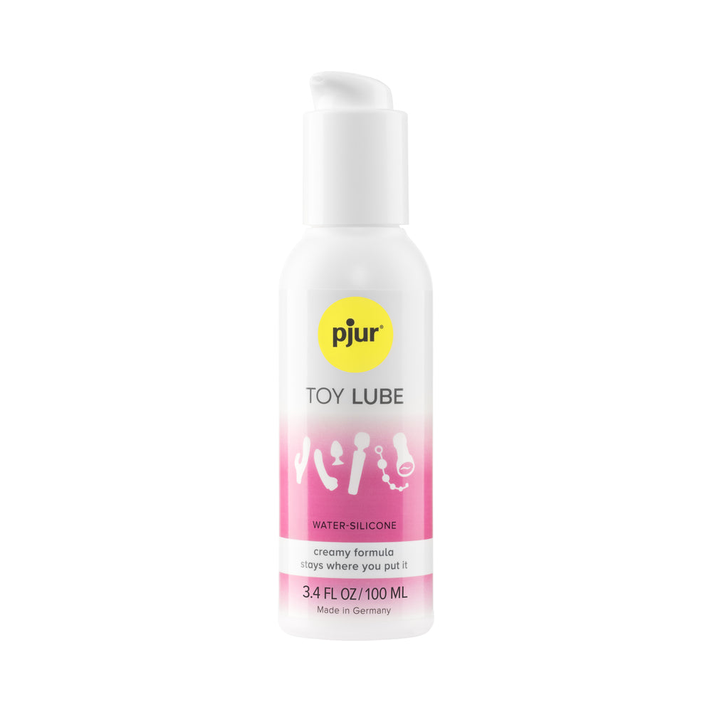 pjur TOY LUBE Water-Silicone 3.4 Oz bottle with creamy formula for smooth and long-lasting pleasure.