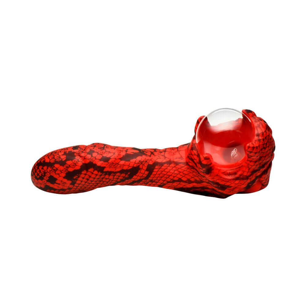 Creature Cocks Cobra Scepter Plasma Vibrator with cobra-like scales in dark red and black.