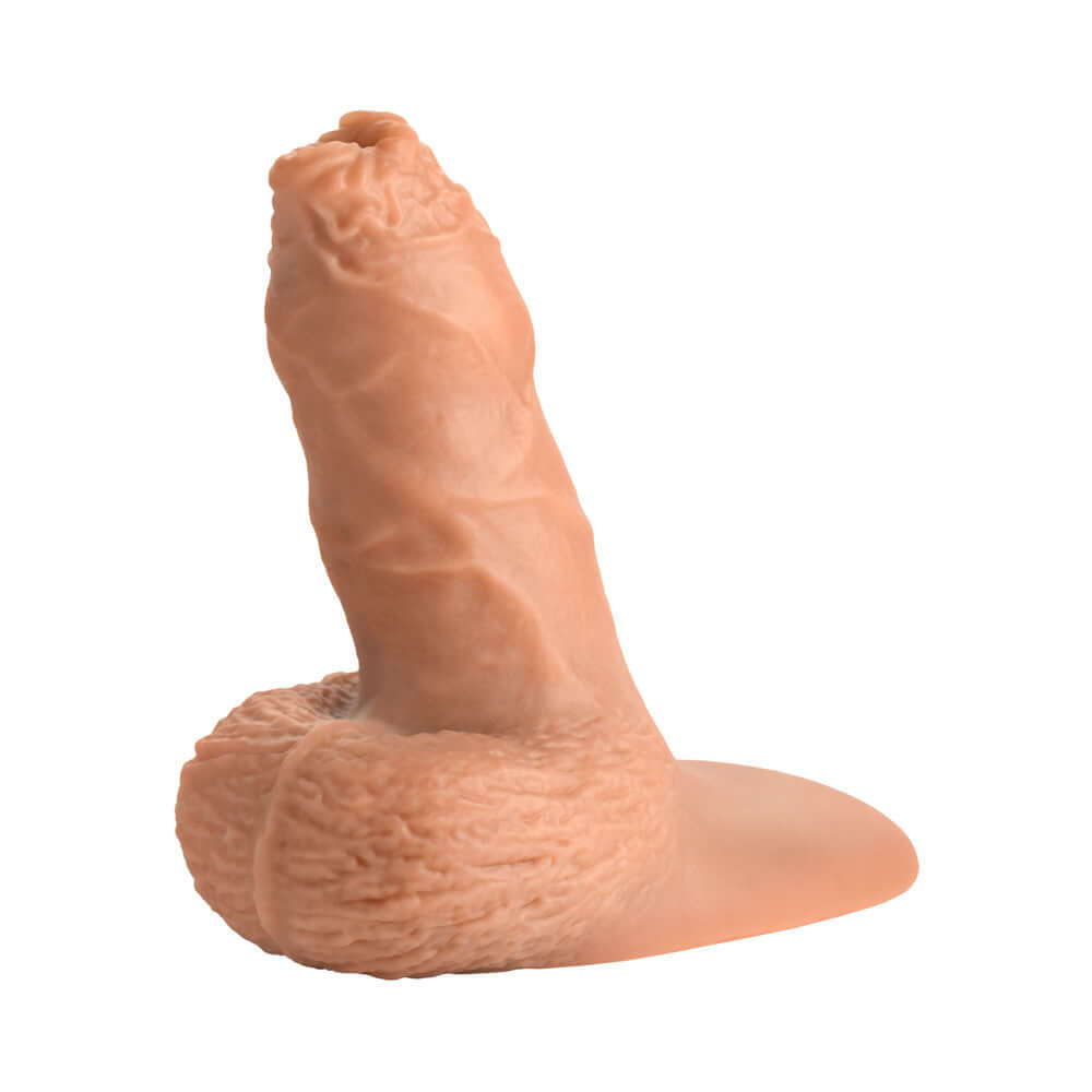 Strap U 5.1 inch Uncut Silicone Packer Dildo Medium with realistic details and lifelike appearance.