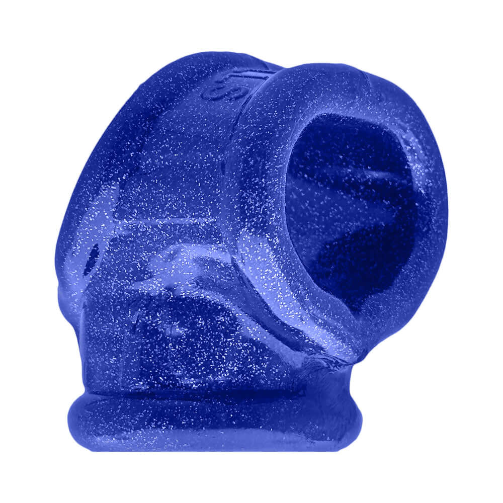 Oxballs Cocksling Fit Sling Blue Fire angle view showcasing its ergonomic design and secure fit.
