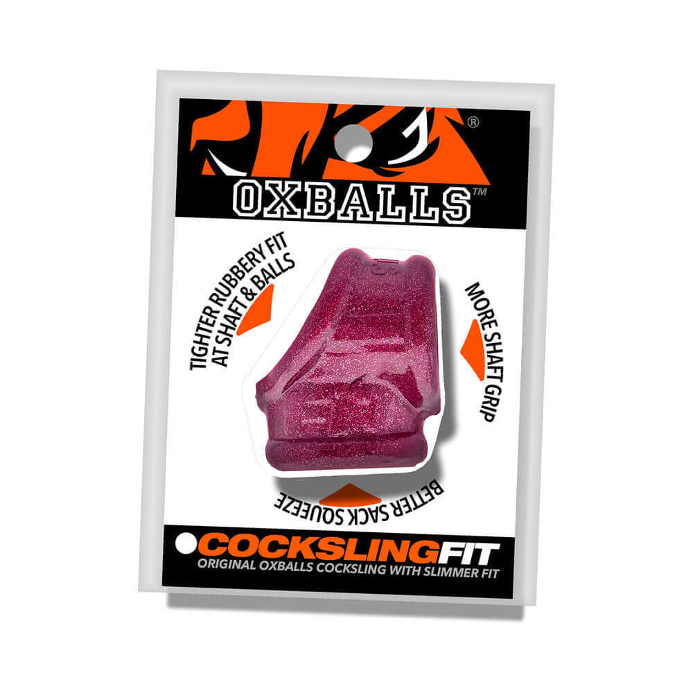 Oxballs Cocksling Fit Sling Cherry Lips product package featuring a tighter rubbery fit for better shaft grip.