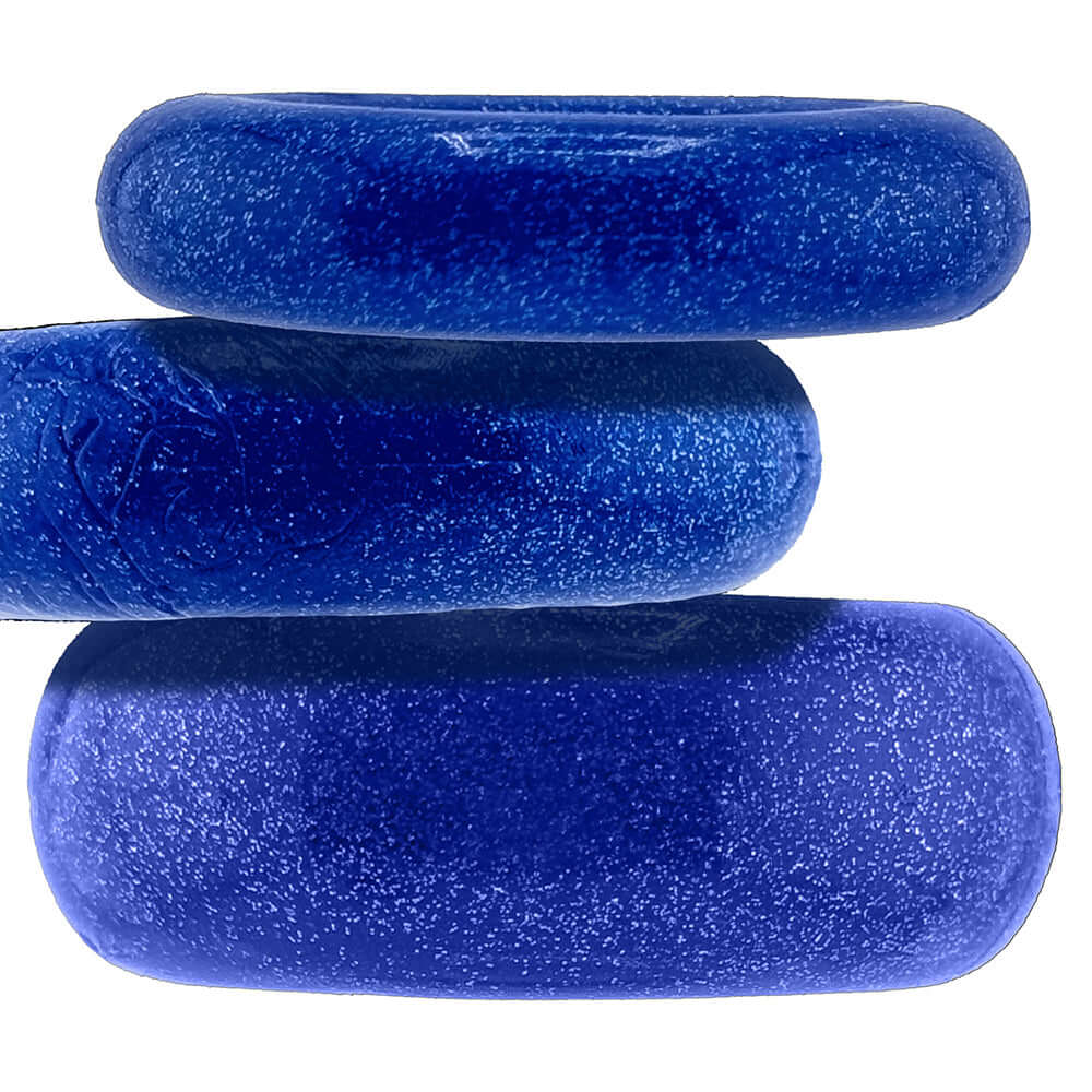 Oxballs Cockpack Multi Design 3-Pack Blue Fire featuring three unique blue cock rings.