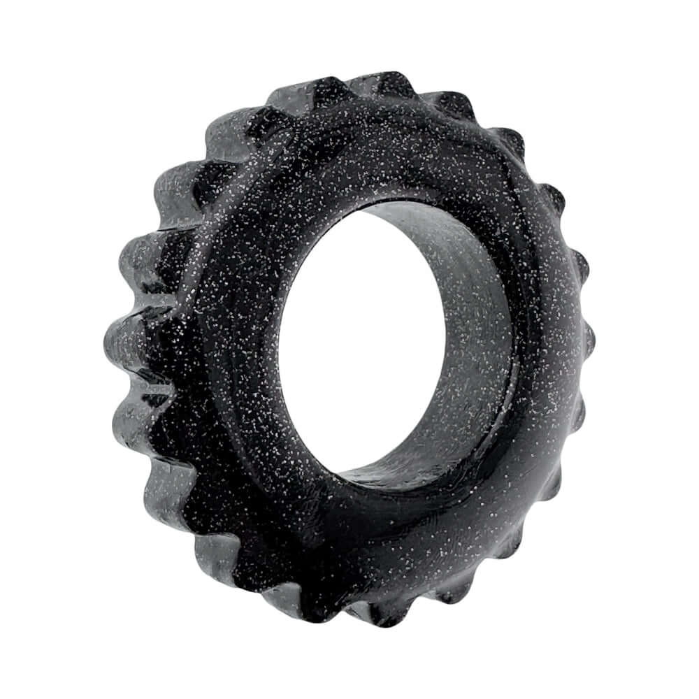 Oxballs Plushy Single Ring Black Mica, ultra-soft comfort cock ring made from FLEX-TPR material.