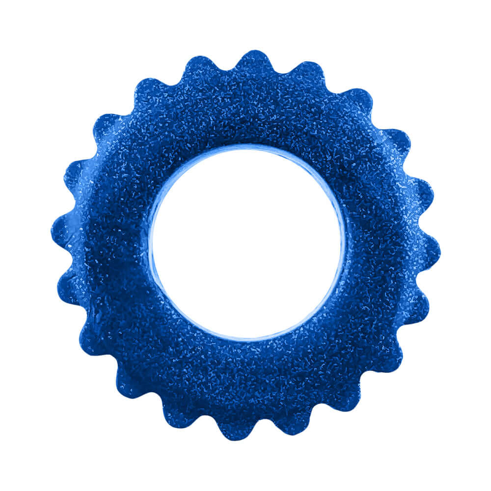 Oxballs Plushy Single Ring Blue Fire, a soft blue cock ring designed for comfort and flexible support.