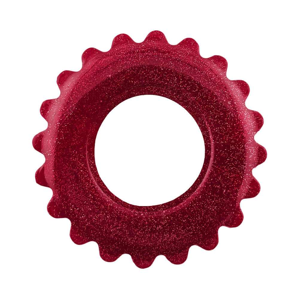 Oxballs Plushy Single Ring Cherry Lips, ultra-soft comfort cock ring in cherry red color, designed for extended wear.