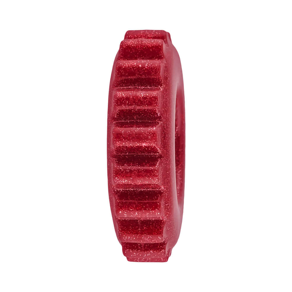 Oxballs Plushy Single Ring Cherry Lips in vibrant red, ultra-soft cock ring designed for comfort and extended wear.