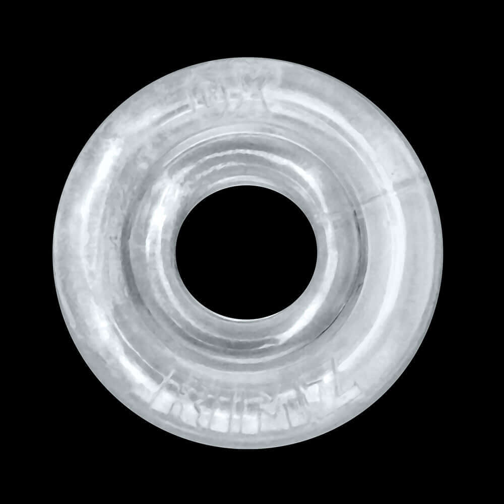 Oxballs Rimz Single Ring Clear, a flexible comfort-fit cock ring with cushioned grip and support.