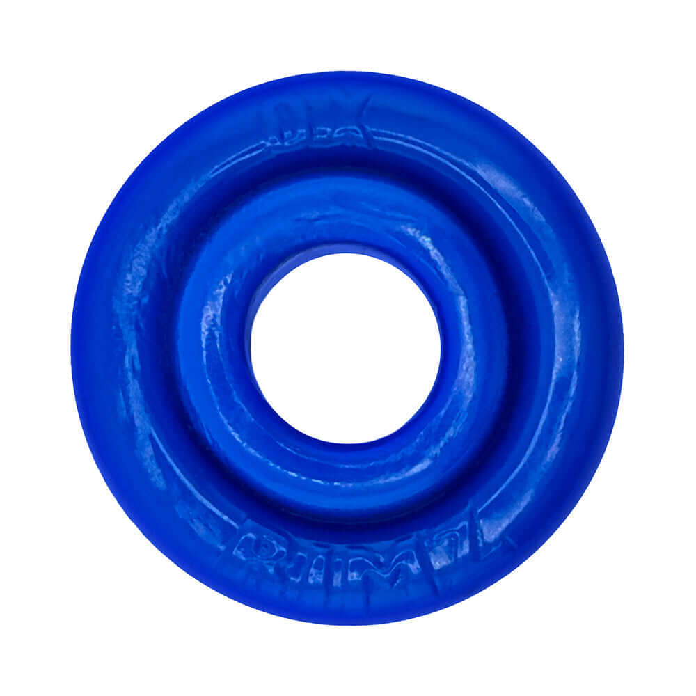 Oxballs Rimz Single Ring Pool, comfort-fit cock ring in blue, providing firm support and plush grip.