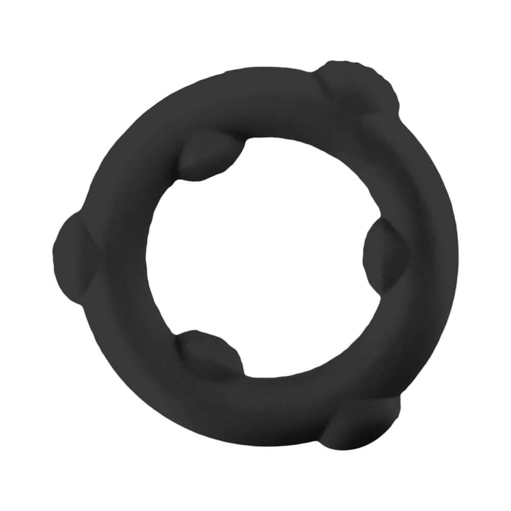 Oxballs Spinner Single Silicone Ring Black top view showing textured grip nubs and flexible design.