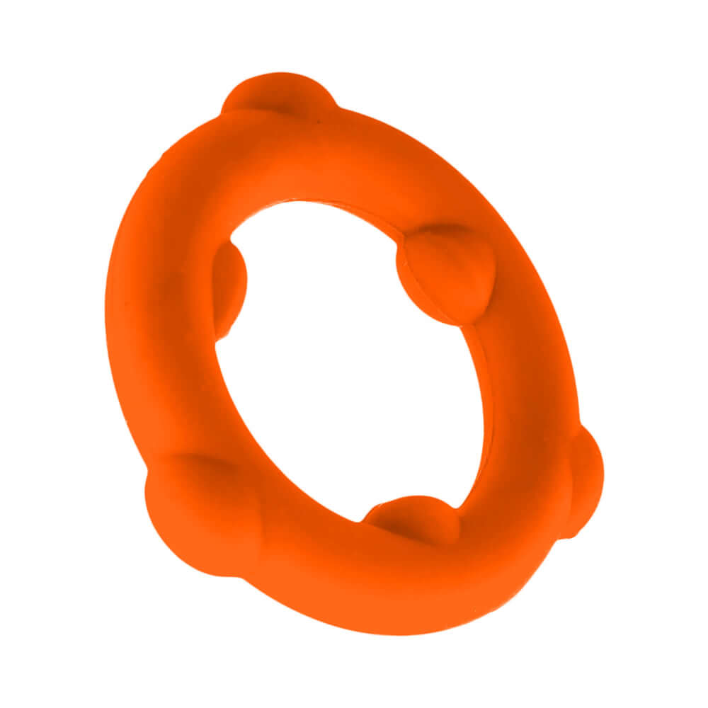 Oxballs Spinner Single Silicone Ring Orange, a flexible cock ring with textured grip nubs for support and comfort.
