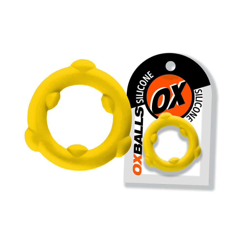 Oxballs Spinner Single Silicone Ring Yellow featuring two rings in vibrant yellow, showcasing premium silicone design.