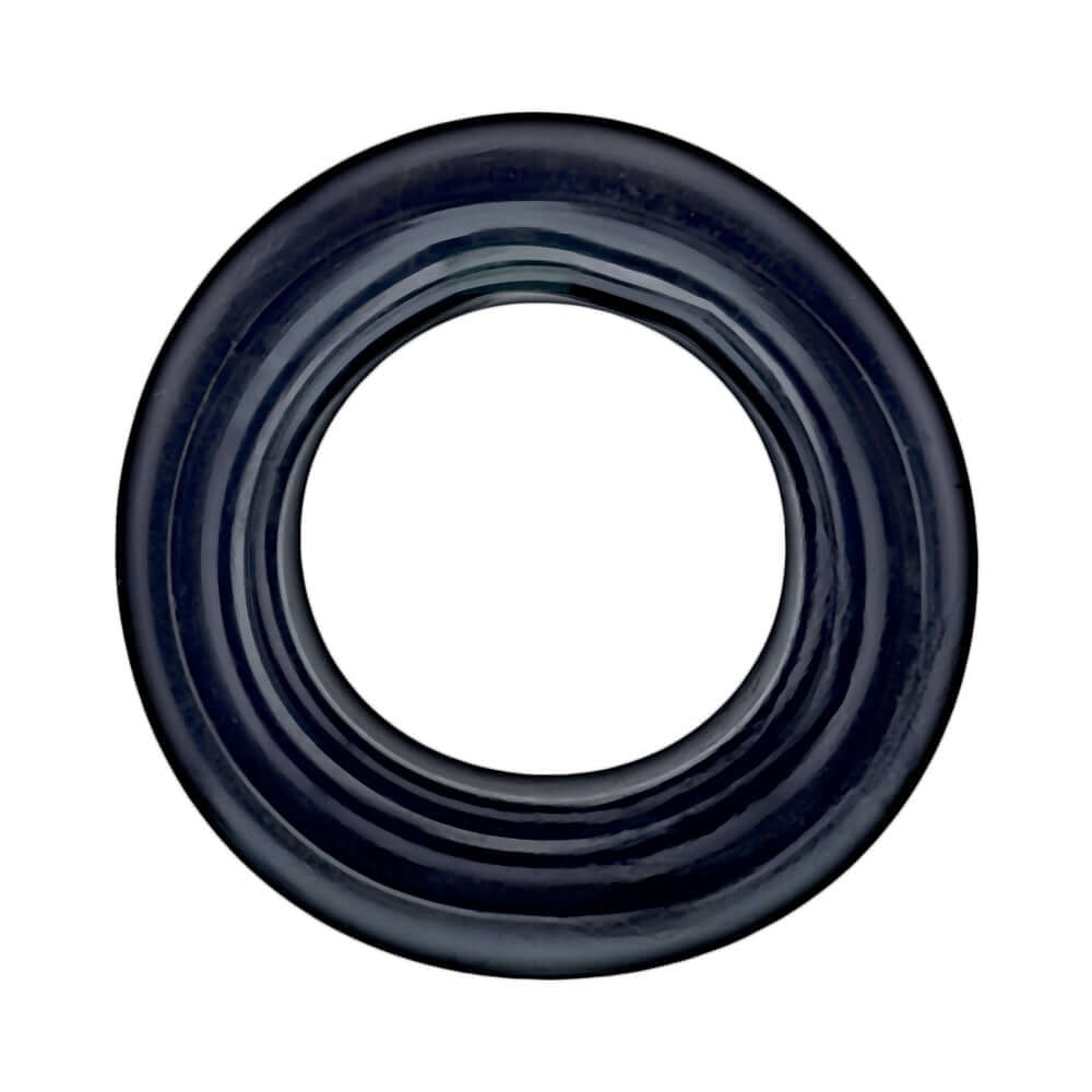 Oxballs Squeeze Short Ballstretcher Black close-up view, showcasing the sleek hourglass design and black color.