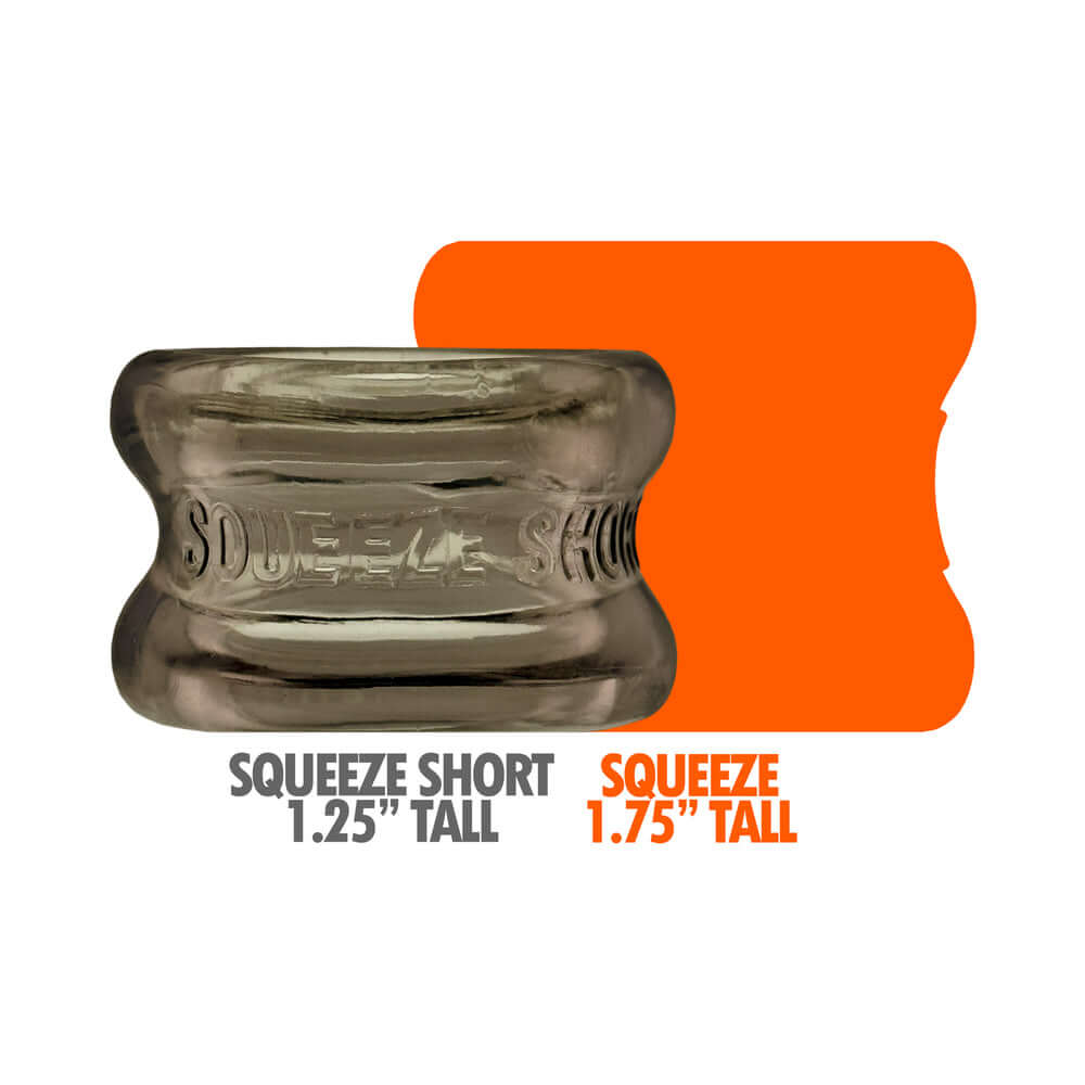Oxballs Squeeze Short Ballstretcher Storm with height measurements 1.25" tall and 1.75" tall.