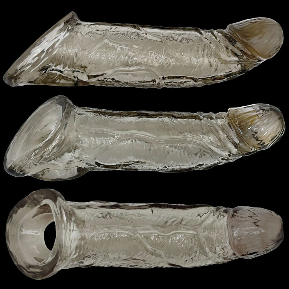 Oxballs Coach Cocksheath Storm trio of realistic cocksheaths showcasing distinct designs and textures.