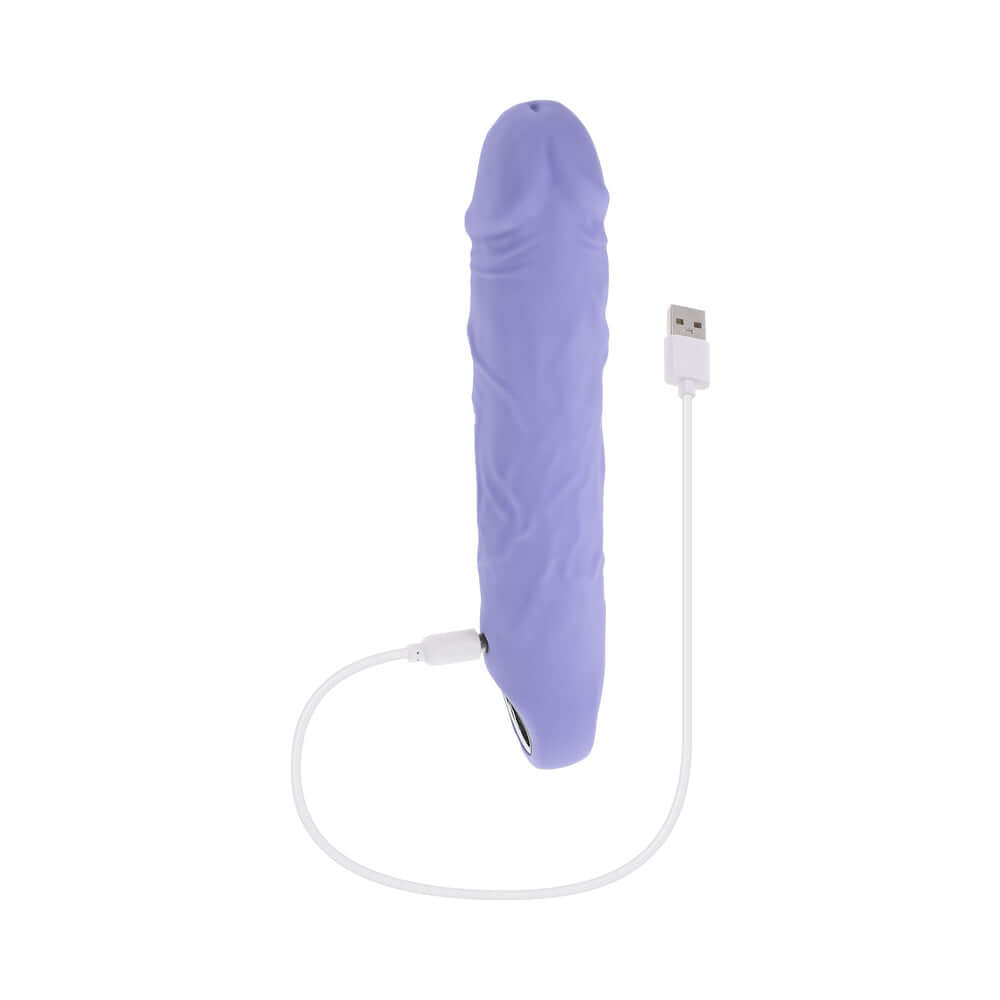 Evolved Large Purple Fantasy Vibrator, a large, powerful vibrator with lifelike veins and USB charging.
